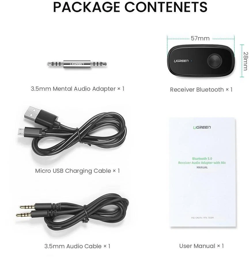 UGREEN CM279 Bluetooth 5.0 Receiver Audio Adapter - 2