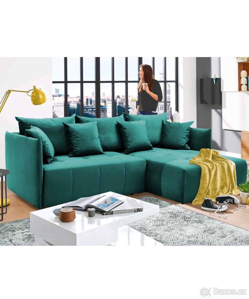 Rohová sedací souprava zelená - 2