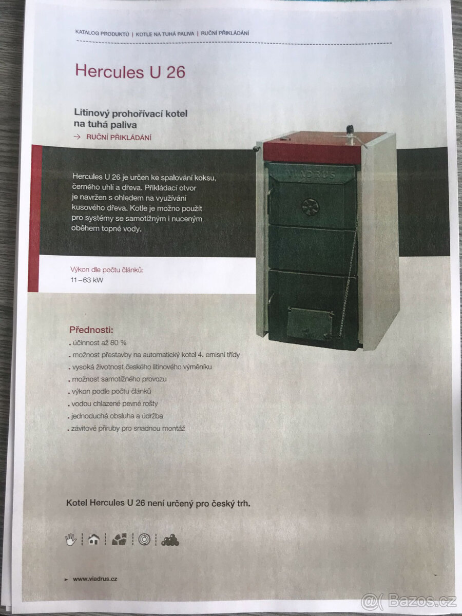 Viadrus U 26 + přestavba Hercules U 26, 4čl./cena vč.kotle/ - 2
