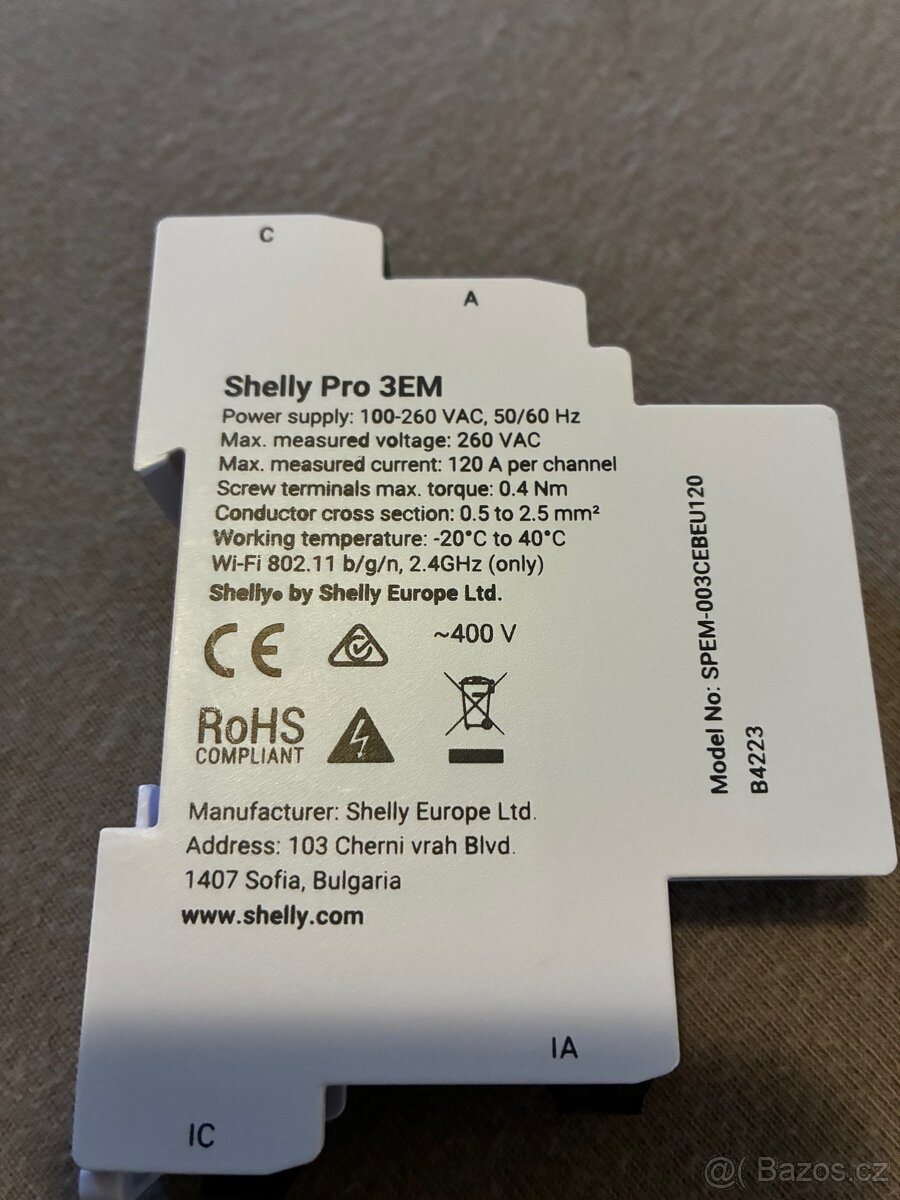 Shelly Pro 3EM + 3x 120A svorky - 2