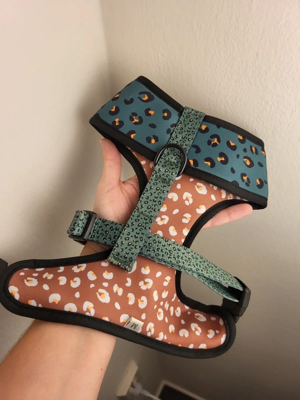 Khaki Leopard upravitelne psí designové kšíry vel M - 2