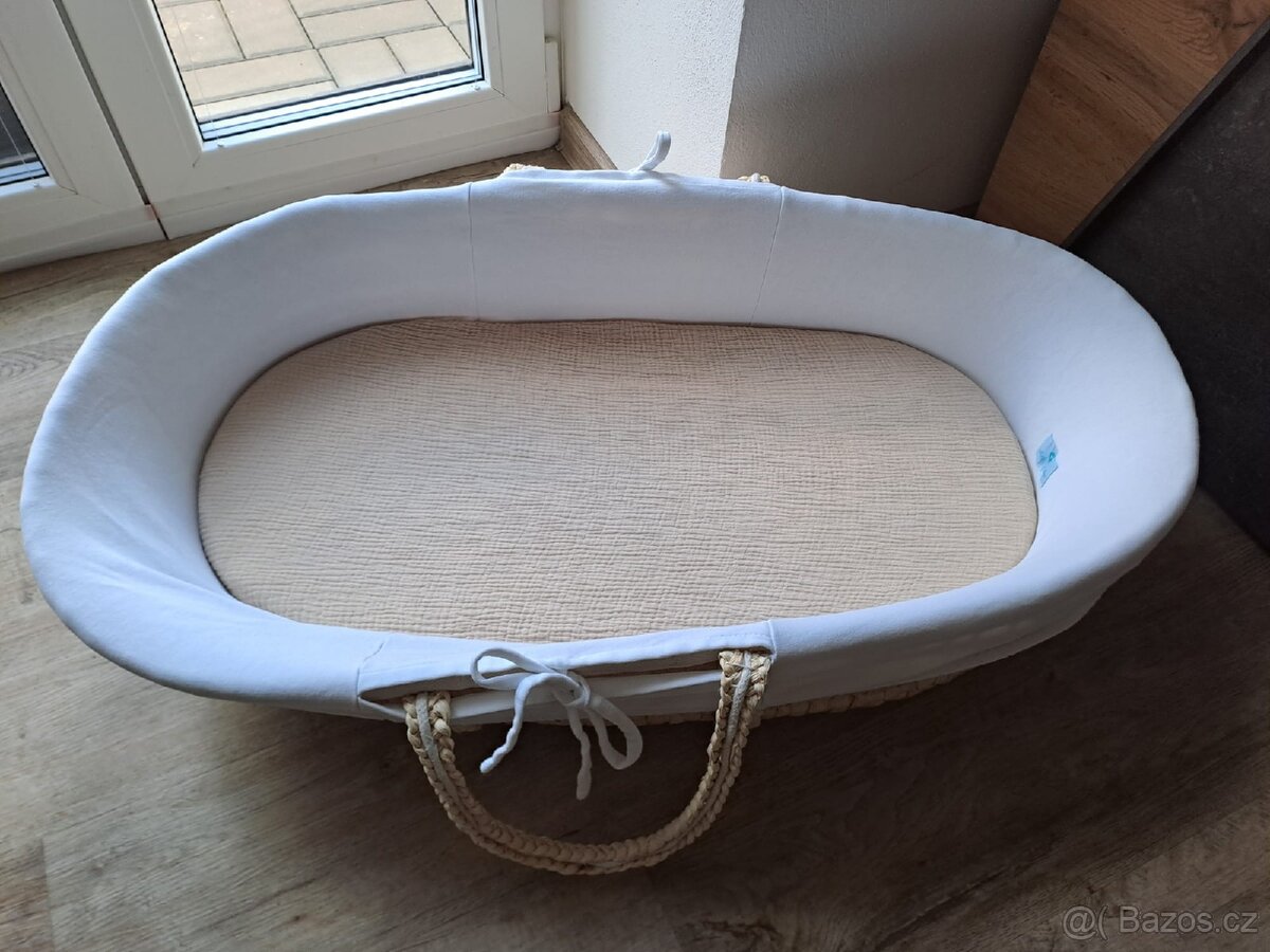 Mojžíšův koš, 2x matrace, 2x prostěradlo - 2