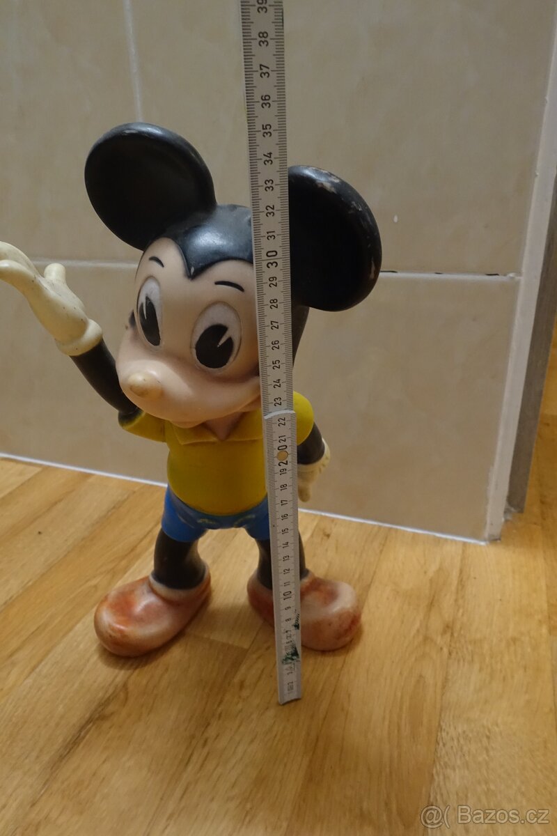 Velká retro figurína Mickey Mouse – cca 36 cm, gumová - 2