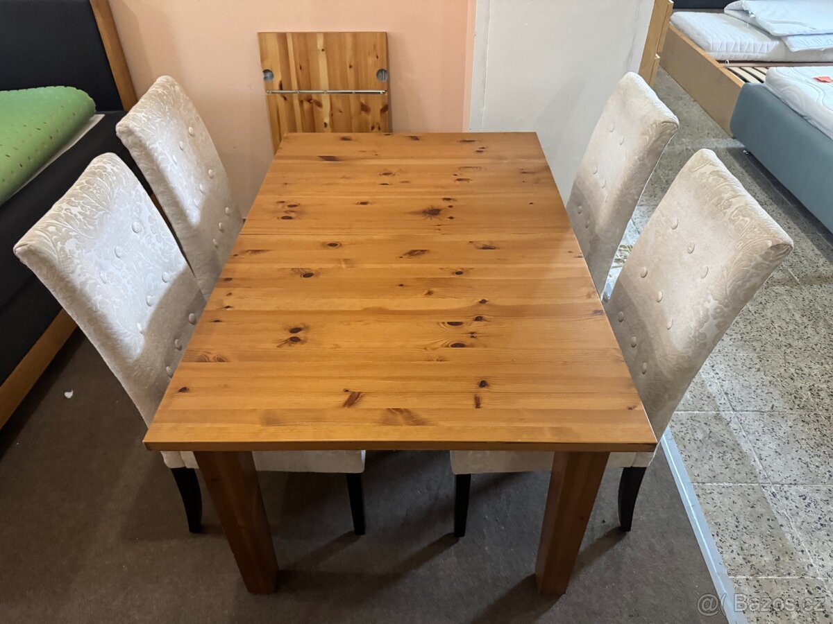 Jídelní set 4x židle + bytelný dřevěný rozkl. Stůl z masivu - 2