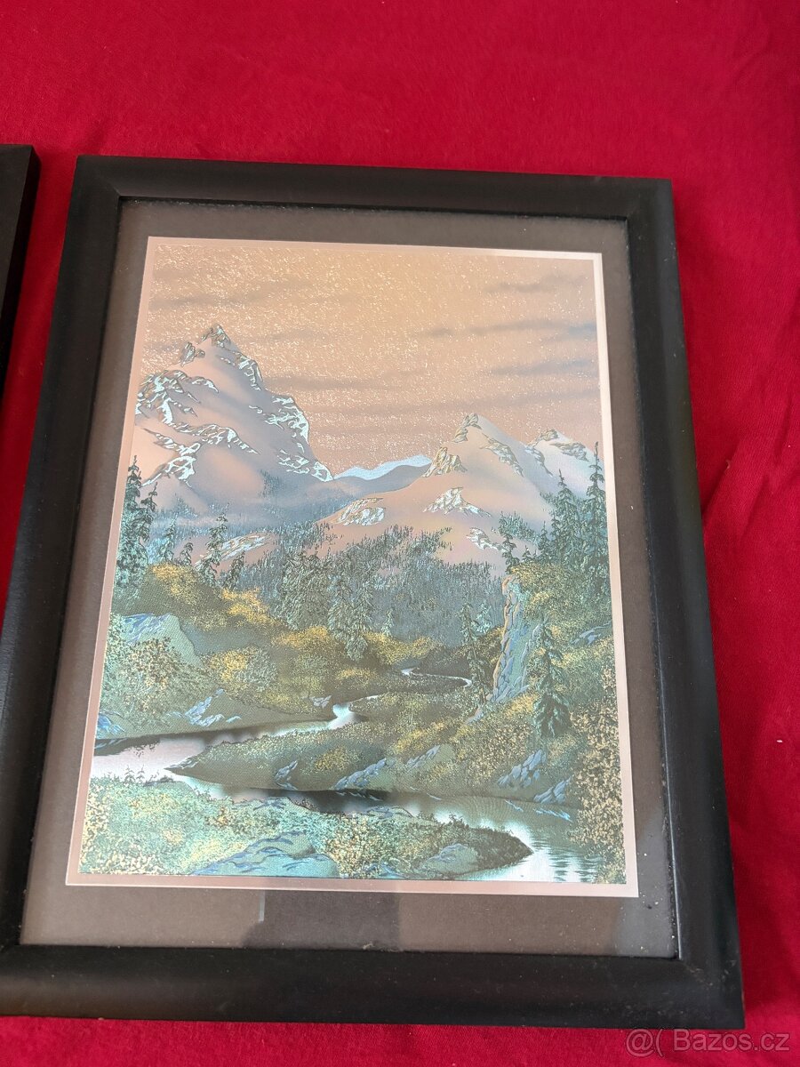 2 promenlive obrazky krajiny v cernem ramu - 2