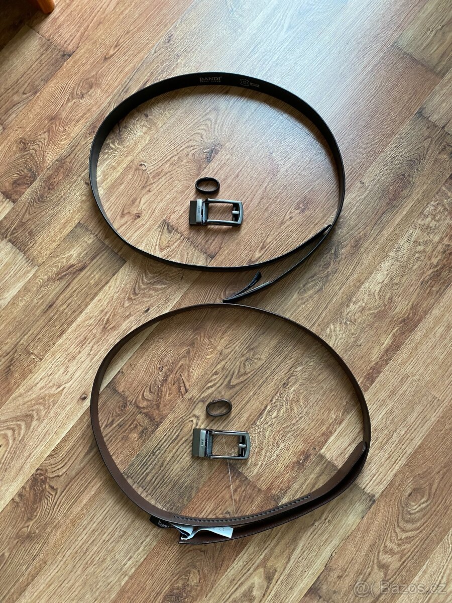 Nové pánské kožené opasky Bandi s aut. sponou - černý, hnědý - 2