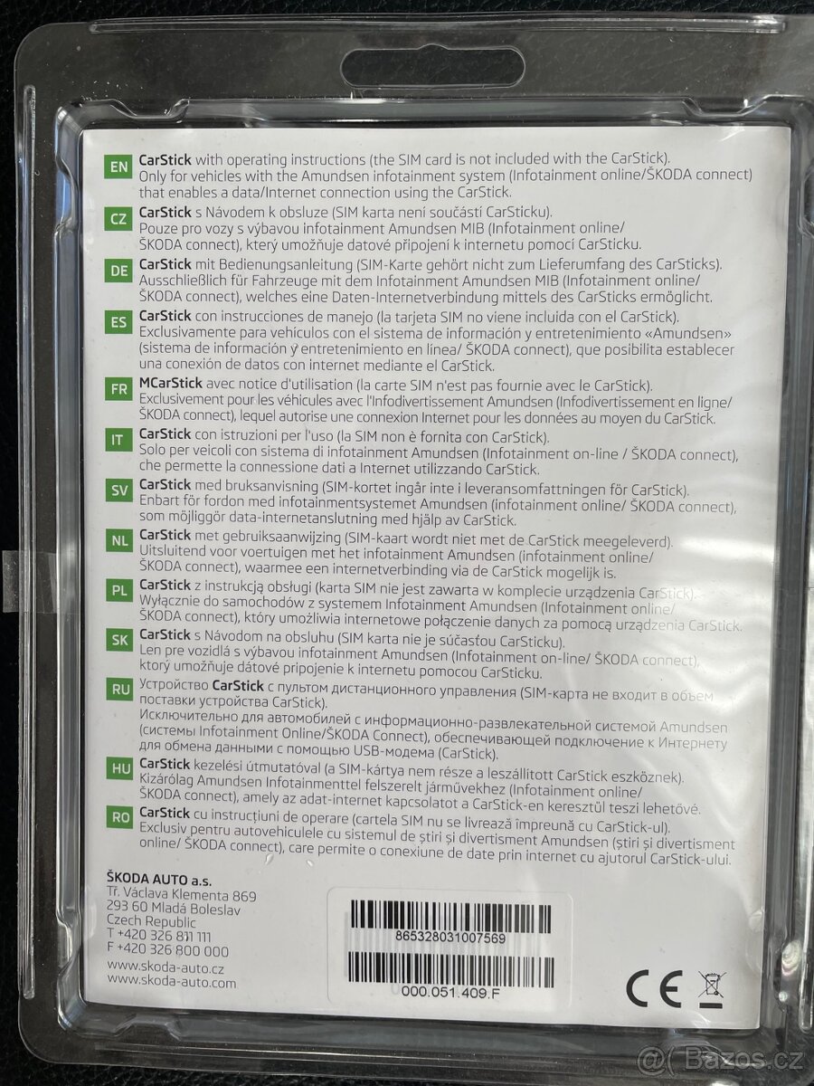 CARSTICK - Škoda - datové připojení k internetu - 2