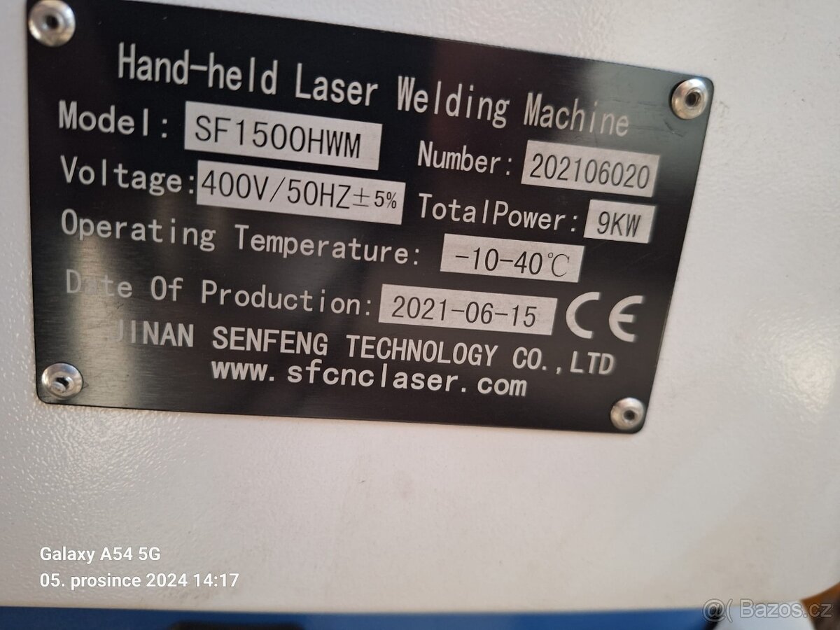 Laserová svářečka sanfeng 1500 - 2