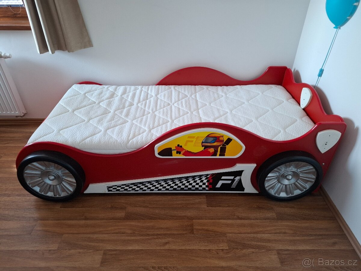 Dětská auto postel s roštem a matrací - 2