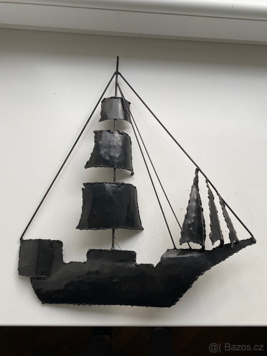 Kovová nástěnná plachetnice - ruční práce - 2