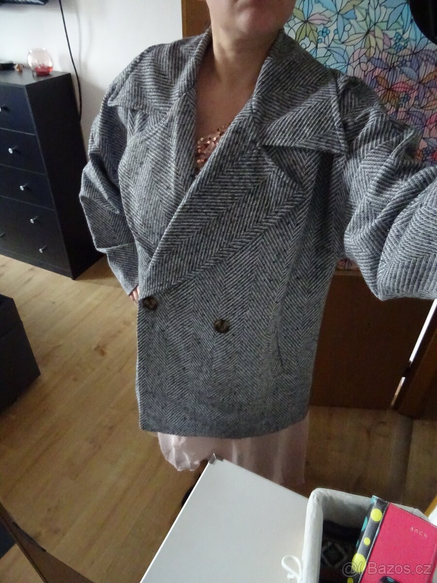 Dámský šedý kabát - velikost 40, nový - 2