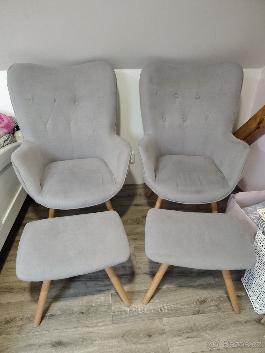 2 křesílka s podnožkami - 2