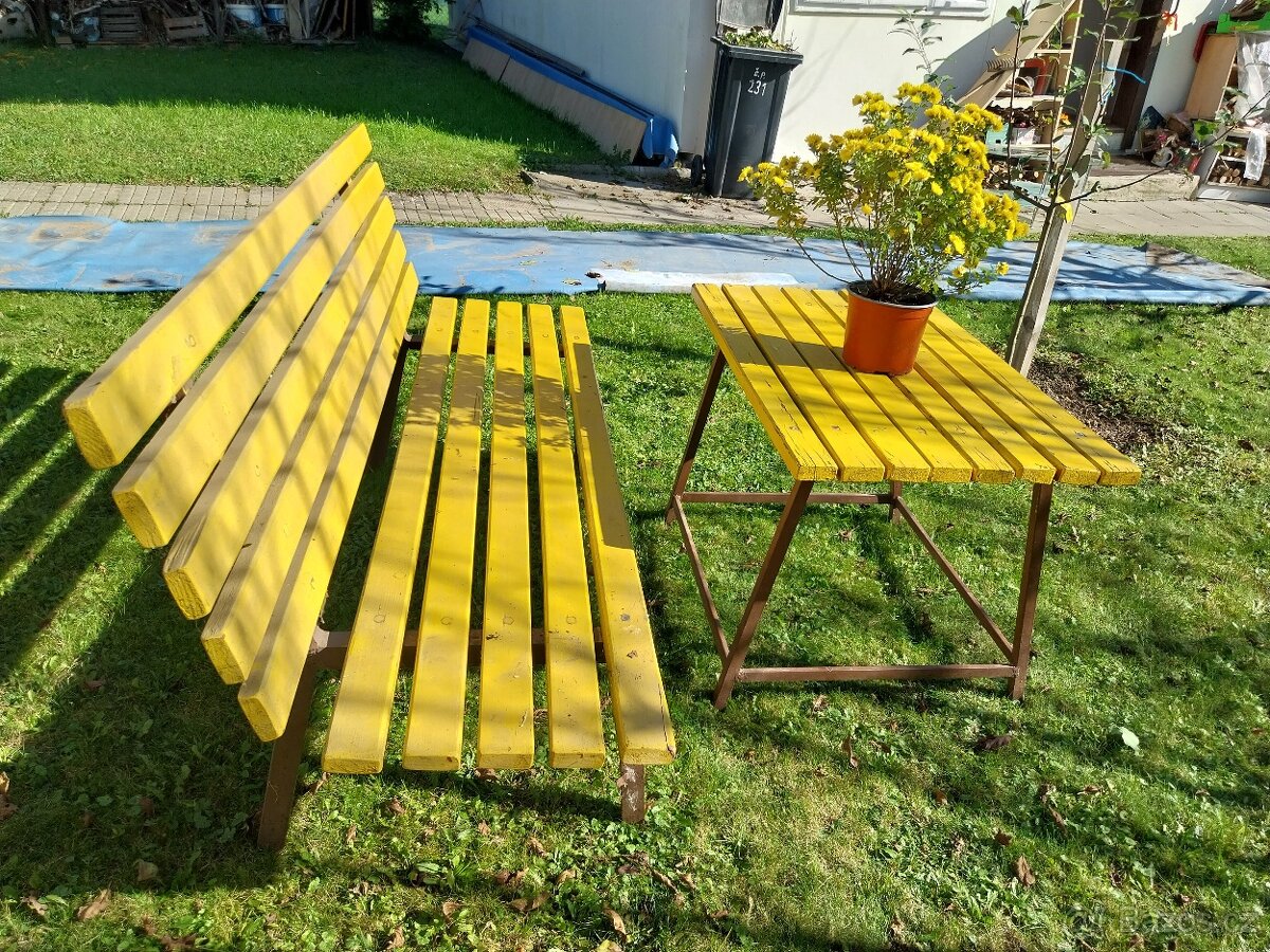 zahradní stůl + lavka - 2