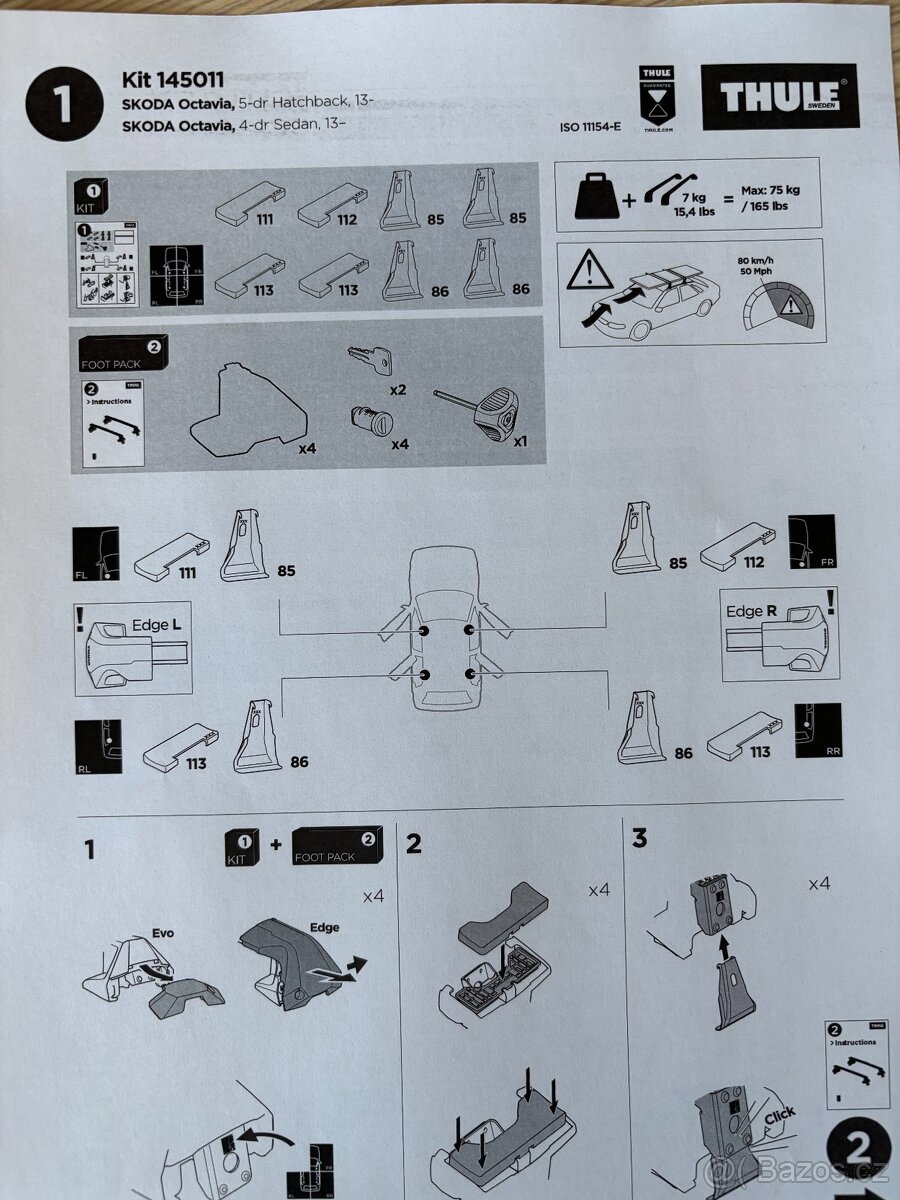 Thule Patky 7105 + kit Skoda, Mazda, Seat - 2