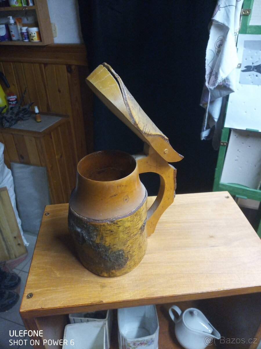 dřevěný džbánek , samorost - 2