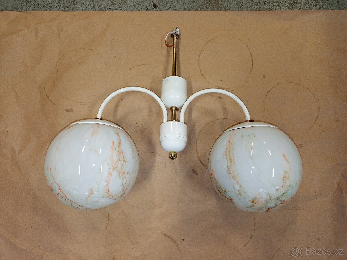 Retro dvojitý lustr – skleněné koule - 2