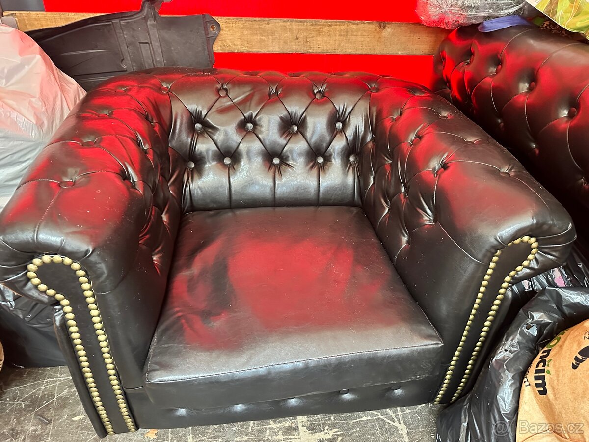 Kožená sedačka gauč a křeslo - 2