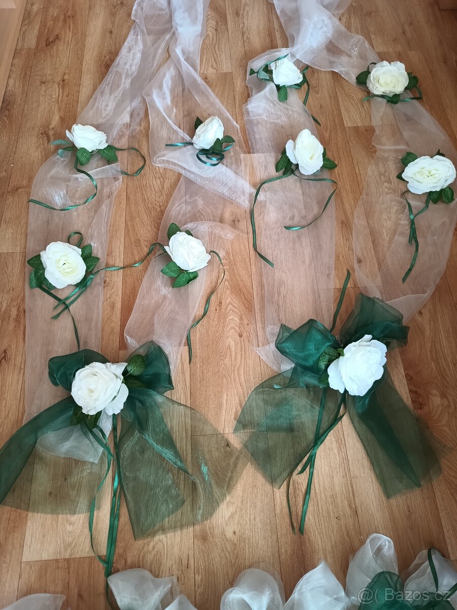 Svatební dekorace na auto - zelena - 2