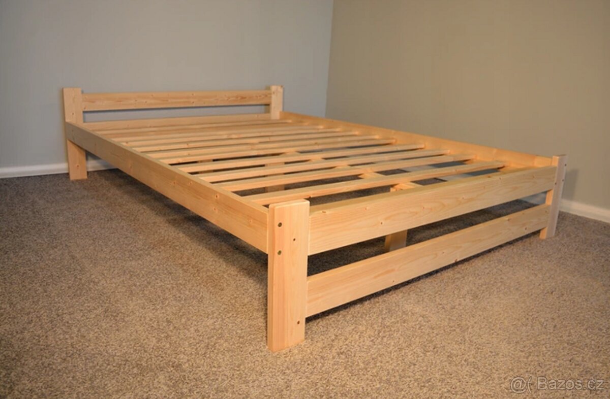 drevena postel 160x200 borovice ze dreva nová nizke celo - 2