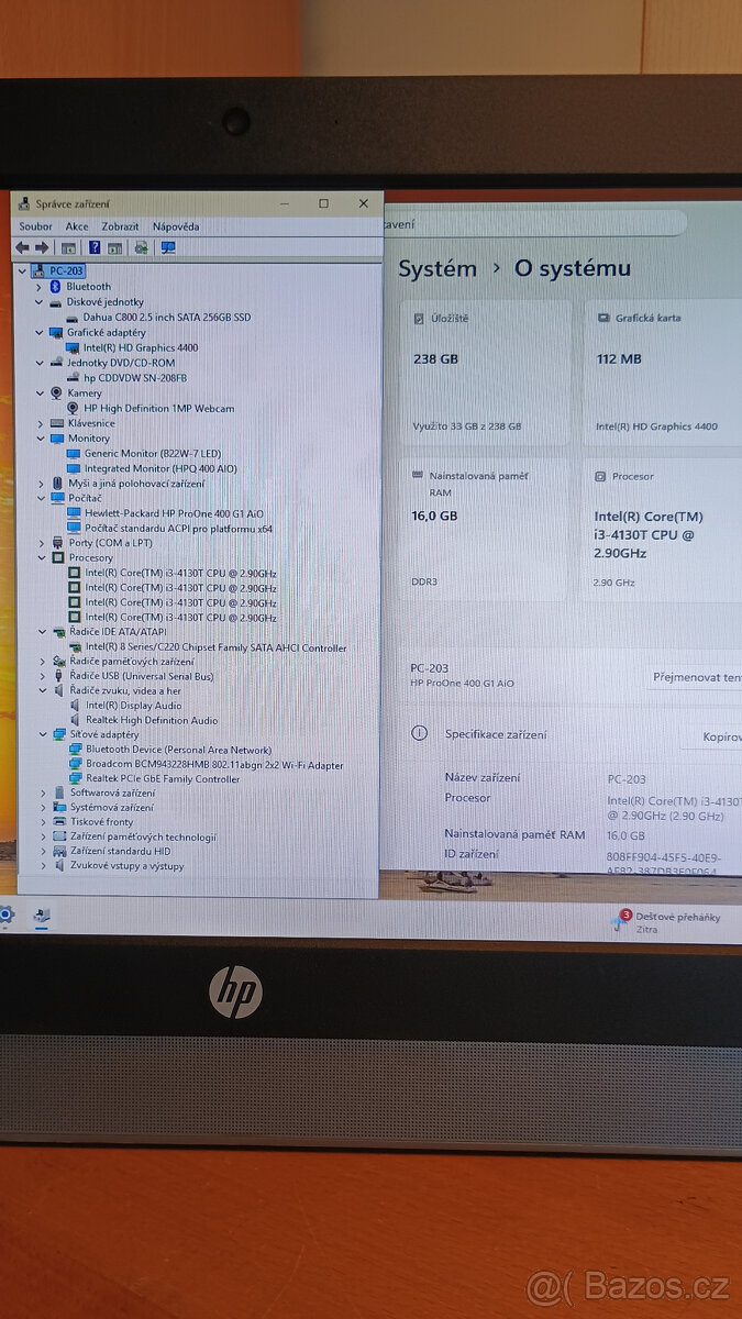 PC#203 sestava HP ProOne 400G1, Core i3, SSD, W11 - 2