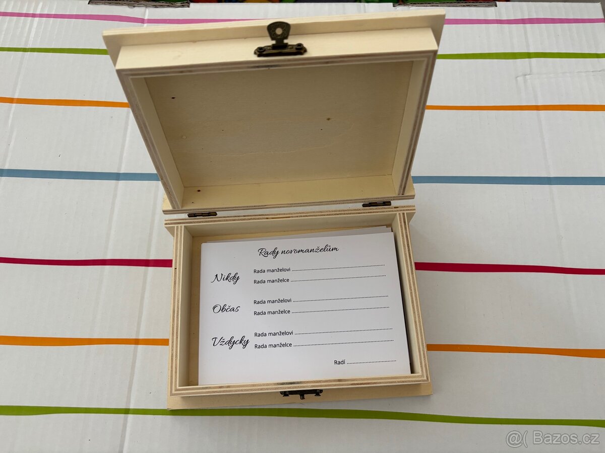 Dřevěná krabička - rady novomanželům - 2