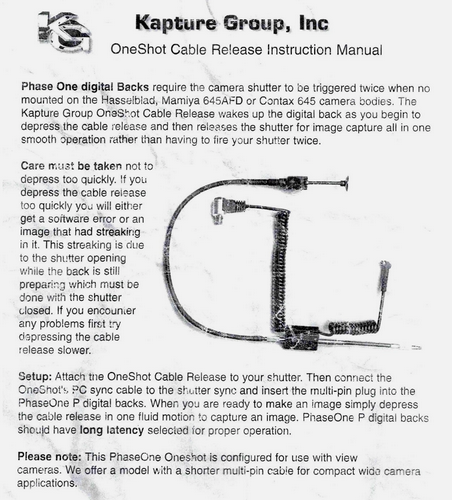 Kapture Group One Shot Release Cable for Phase One 8 pin - 2