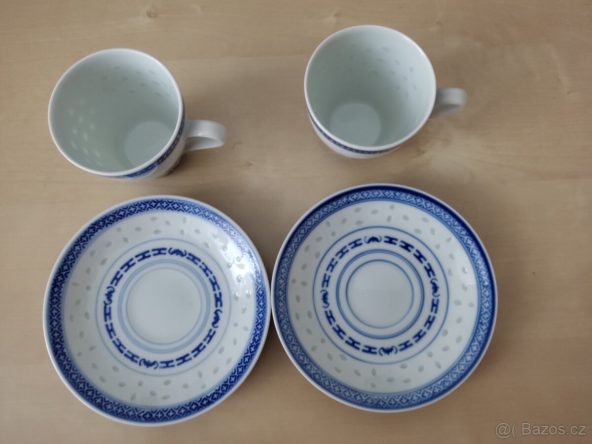 Čínský porcelan -2x šalek s podšalkem - 2