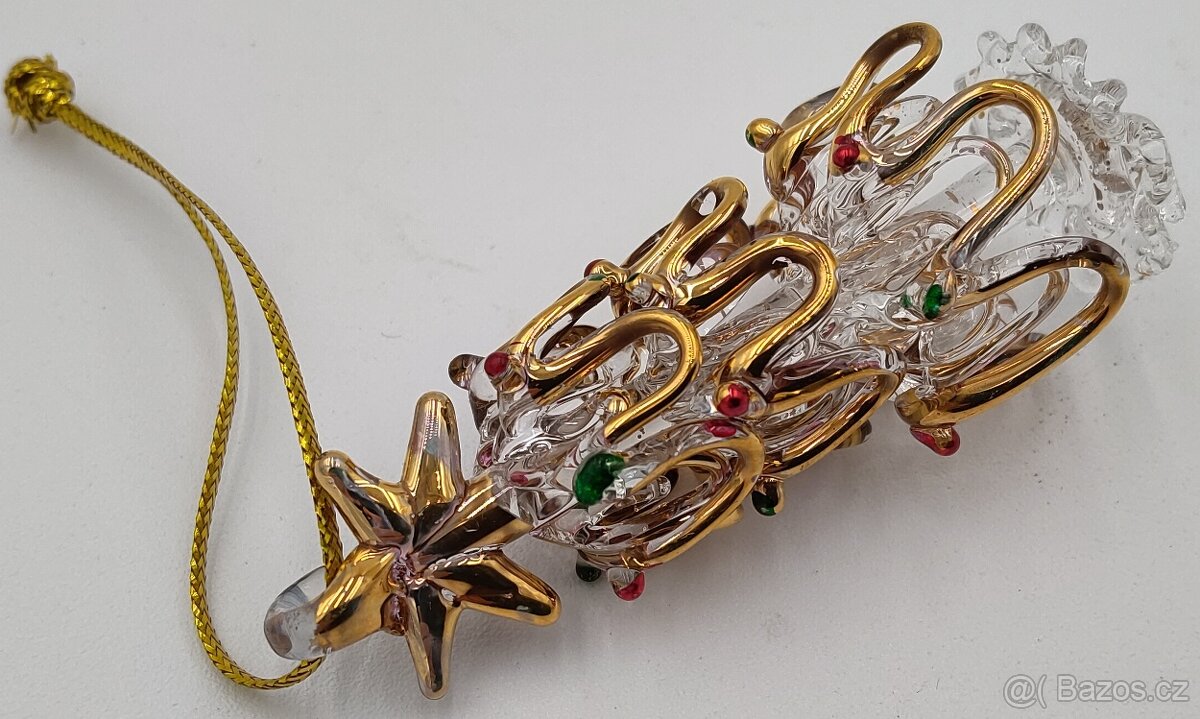 Luxusní skleněný Vánoční stromek 5,5cm - RUČNÍ PRÁCE - 2