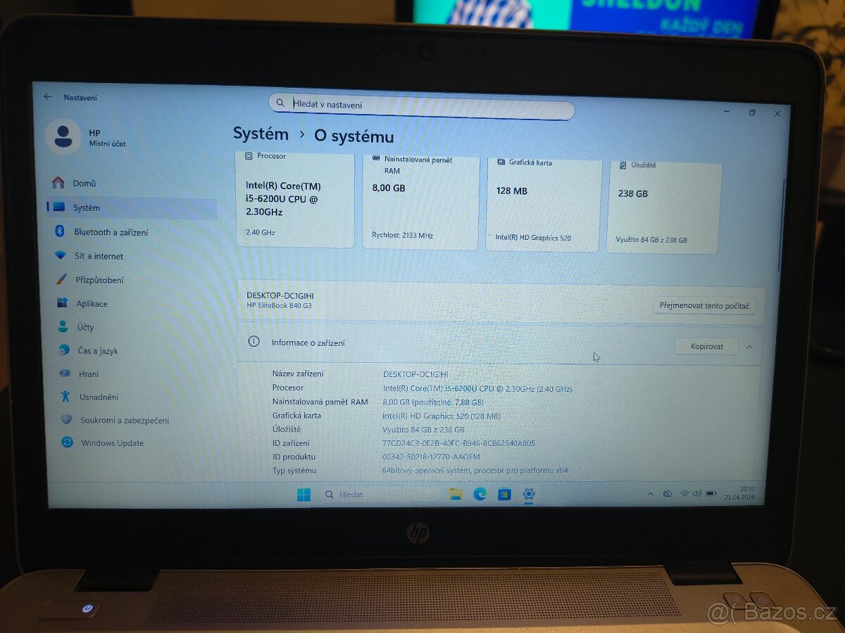 Prodám NB HP 840 G3 - 2