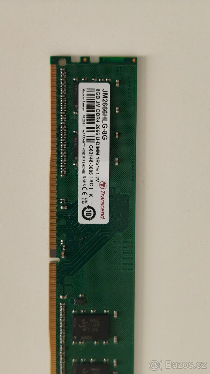 Prodám RAM 8GB DDR4 2666MHz (Transcend U-DIMM) - 2
