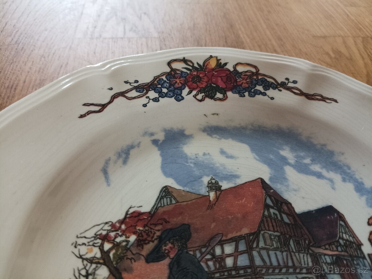 VINTAGE FAJÁNS TALÍŘ SARREGUEMINES HENRI LOUX FRANCIE - 2