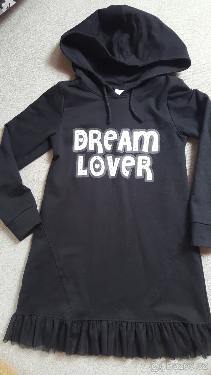 Dívčí mikinové šaty s kapucí, vel. 128/134 - 2