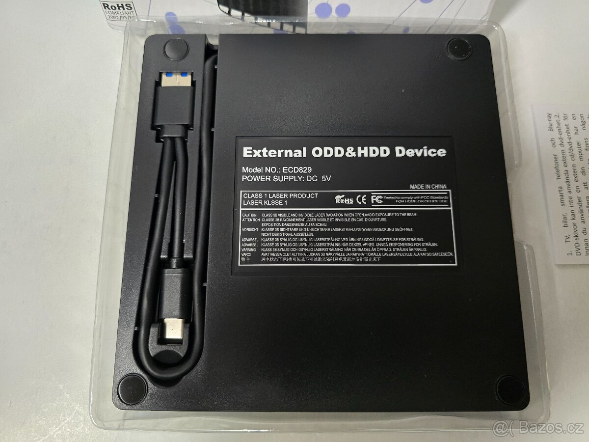 Externí USB3+USB-C vypalovačka CD / DVD nová - 2