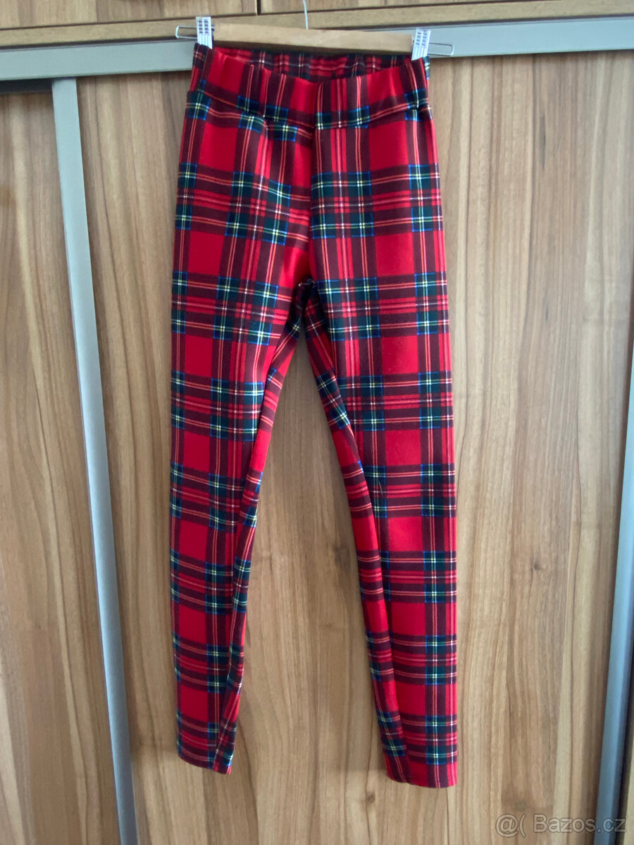 Kostkované teplé legíny - 2