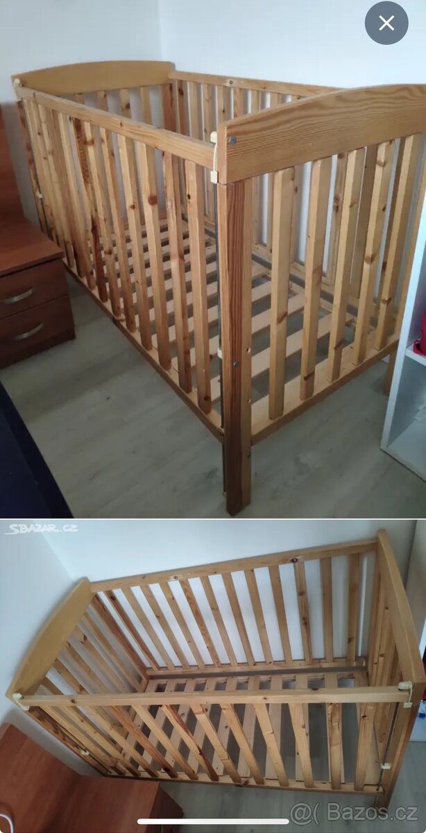 Prodám dětskou dřevěnou postýlku Mája s matrací a roštem - 2