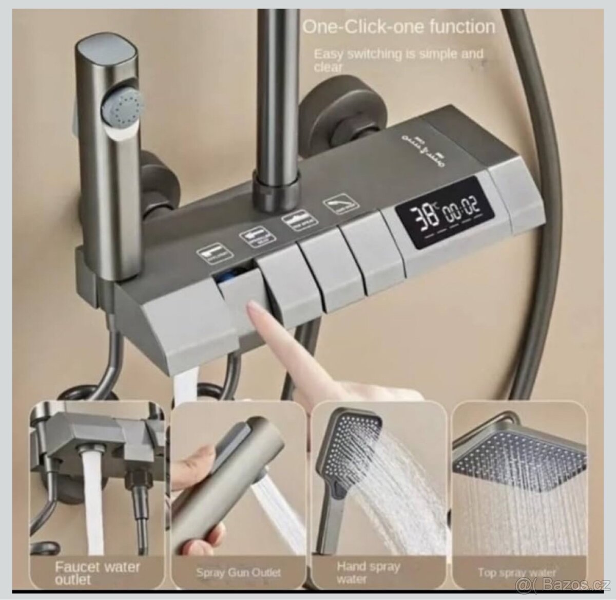 Termostatická sprchová baterie 4v1 s displejem - 2