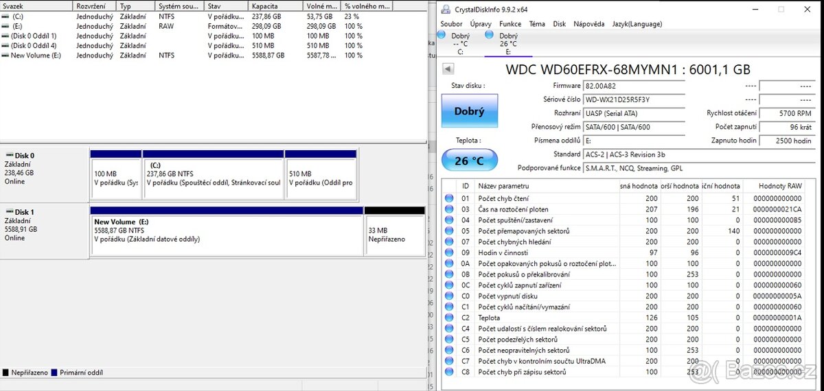 Harddisk 3.5" 6TB s 256mb cache - model WD60EFRX - 2
