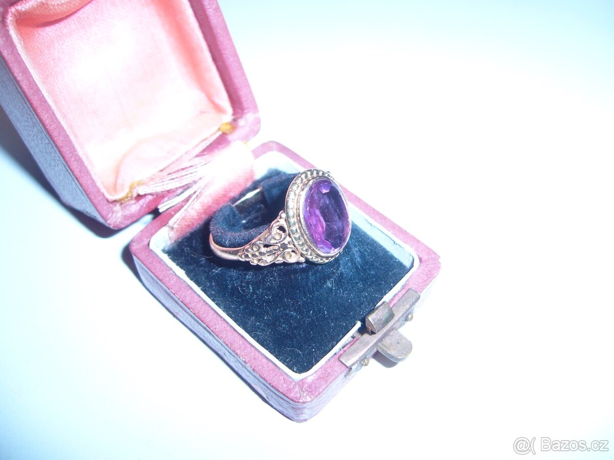 ZLATÝ PRSTEN-RAK-UHERSKO-PŘÍRODNÍ AMETYST - 2