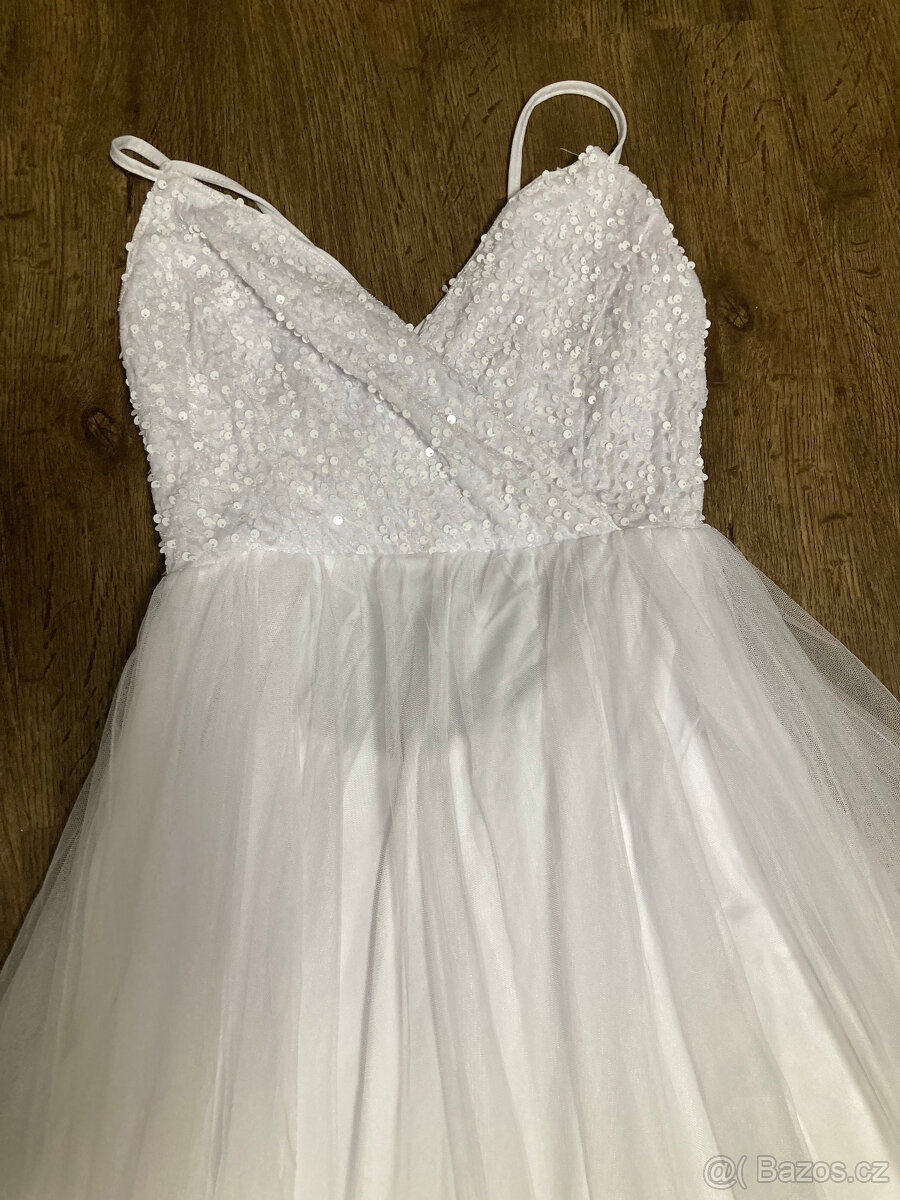bílé tylové svatební šaty vel S, M, L - 2