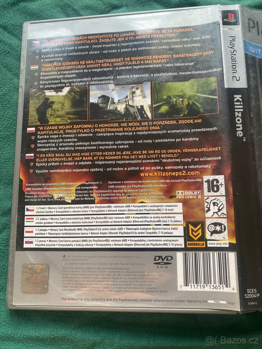 PS2 Killzone CZ obal a manuál - 2