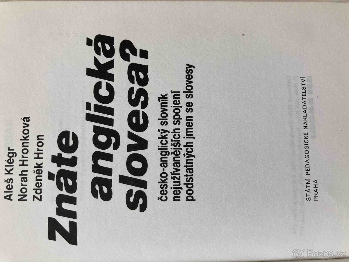 Znáte anglická slovesa?, A. Klégr, N. Hronková, Z. Hron - 2