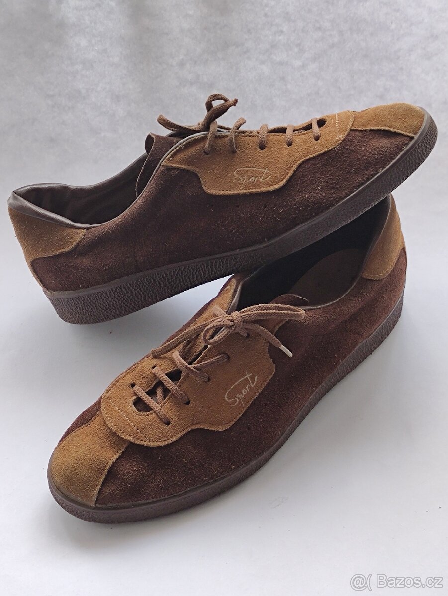 Retro semišové tenisky Snaha, vintage kožené boty, 43-44 - 2