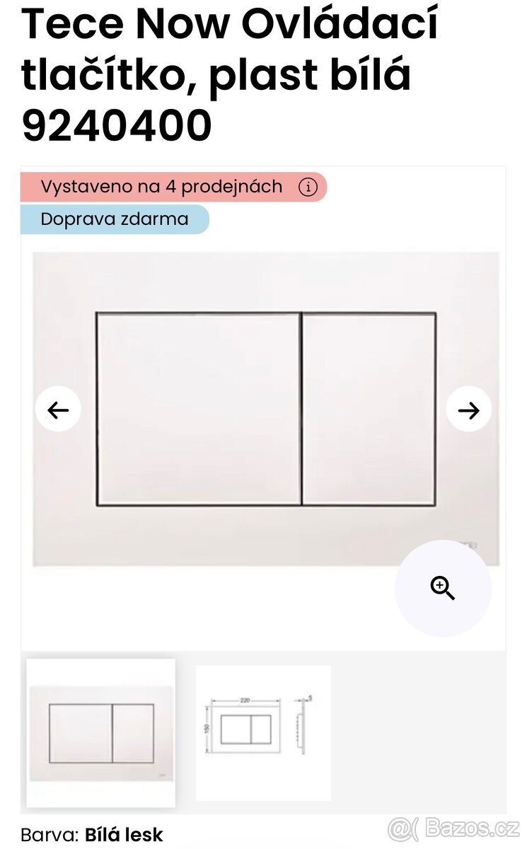 Tlačítko Tece now bílá lesk 2 ks - 2