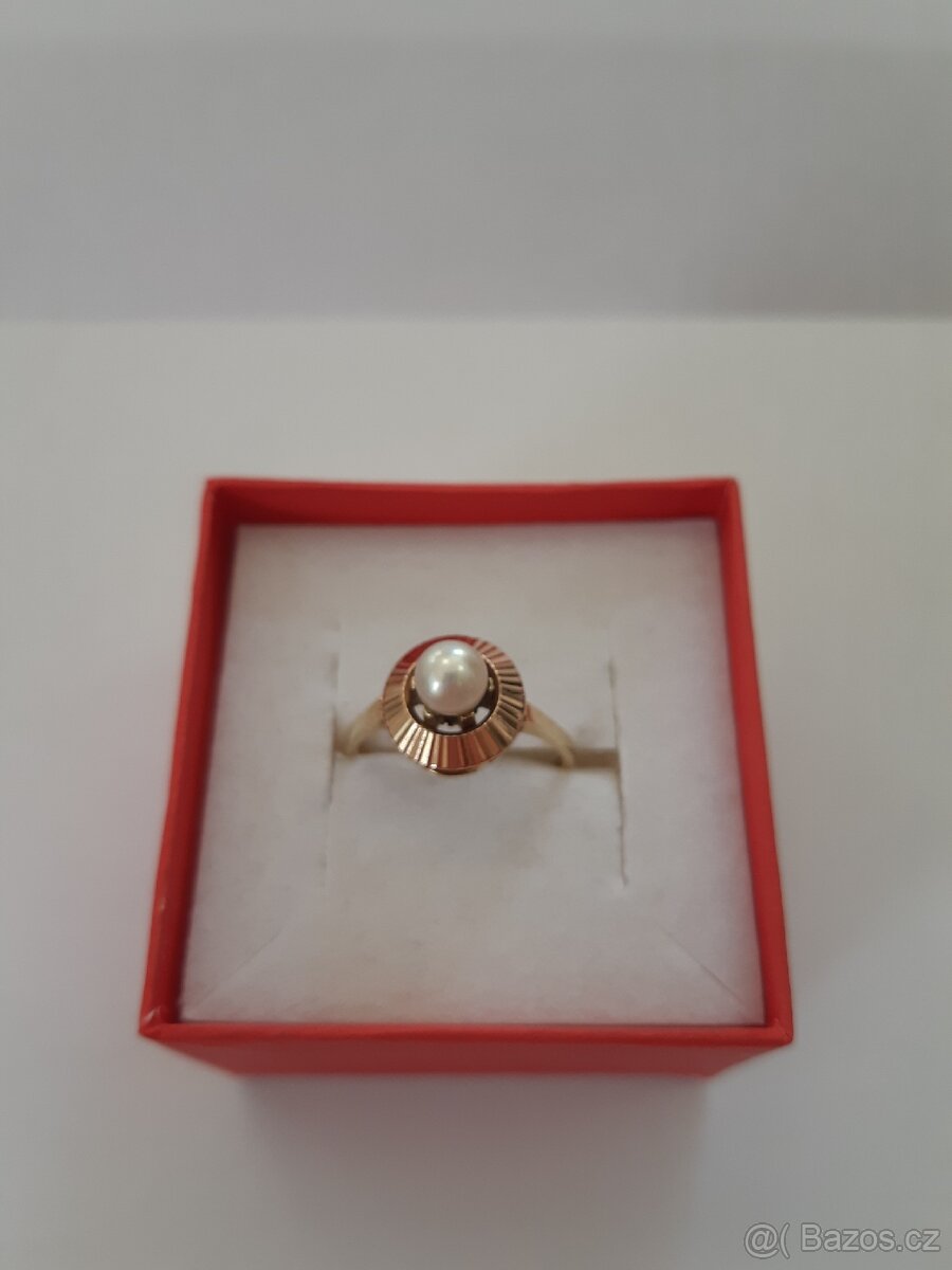 Zlatý prsten,dvojí zl.,s perlou - 2