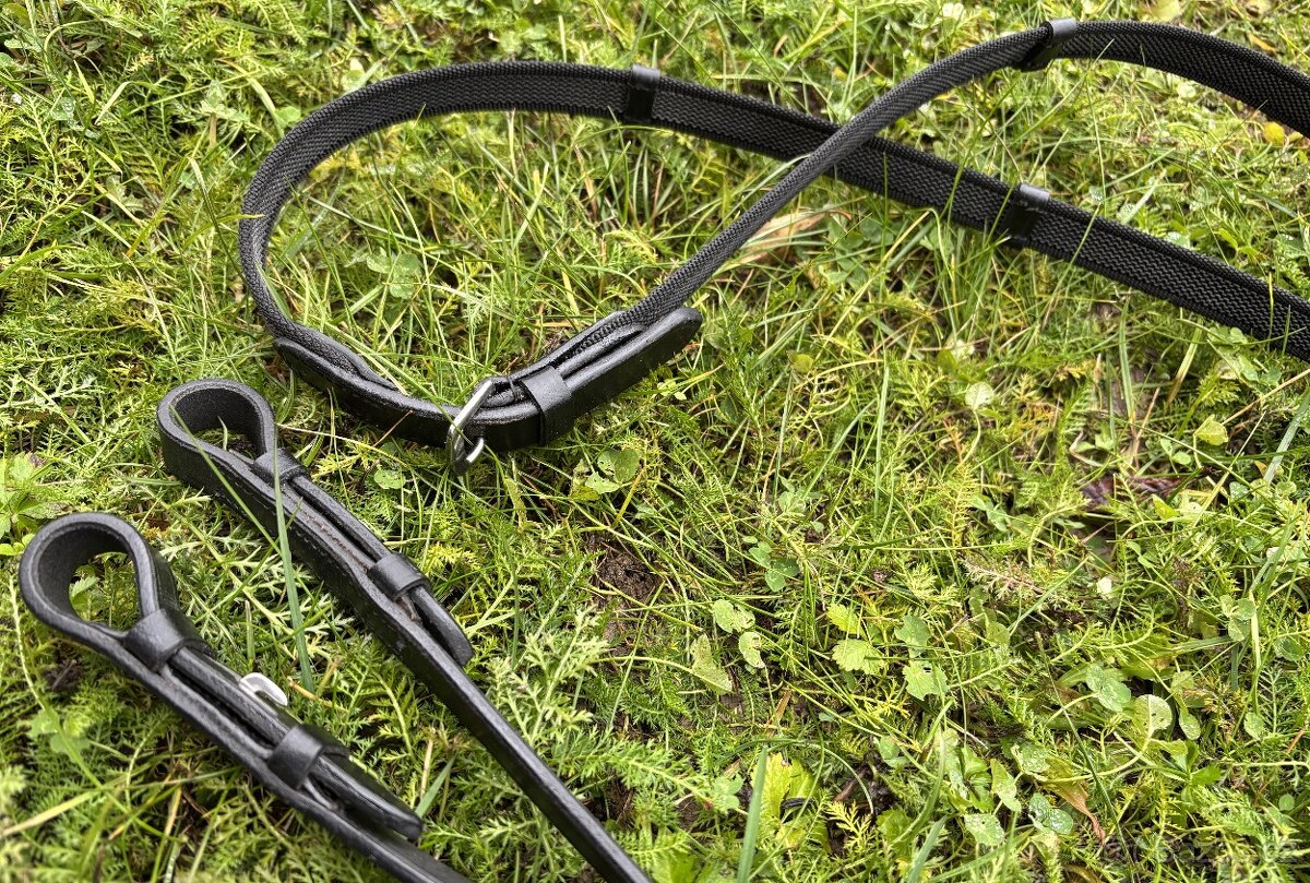 Honební otěže černo/šedé plátěné - 2