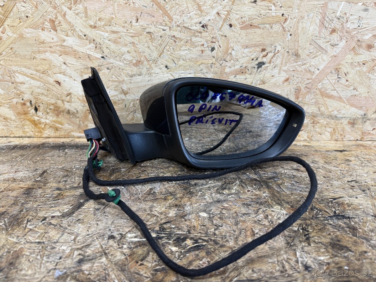 PRAVÉ ZPĚTNÉ ZRCÁTKO VW PASSAT B7 9 PIN 3C0857934A ŠEDÁ MET. - 2