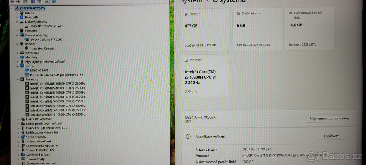 Lenovo, i5-10300H 4/8x 4,50GHz, 16GB DDR4, 512GB SSD,RTX2060 - 2