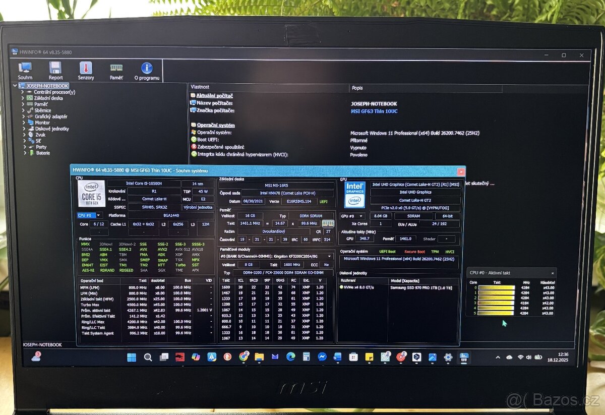 Herní Notebook MSI GF63 Thin 10UC-438XCZ - 2