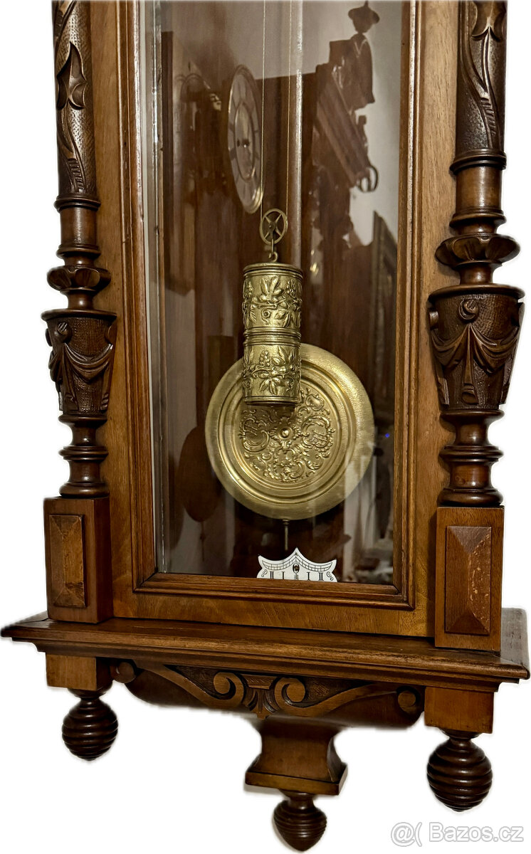 Nástěnné pseudorenesanční pendlové závažové hodiny - 2