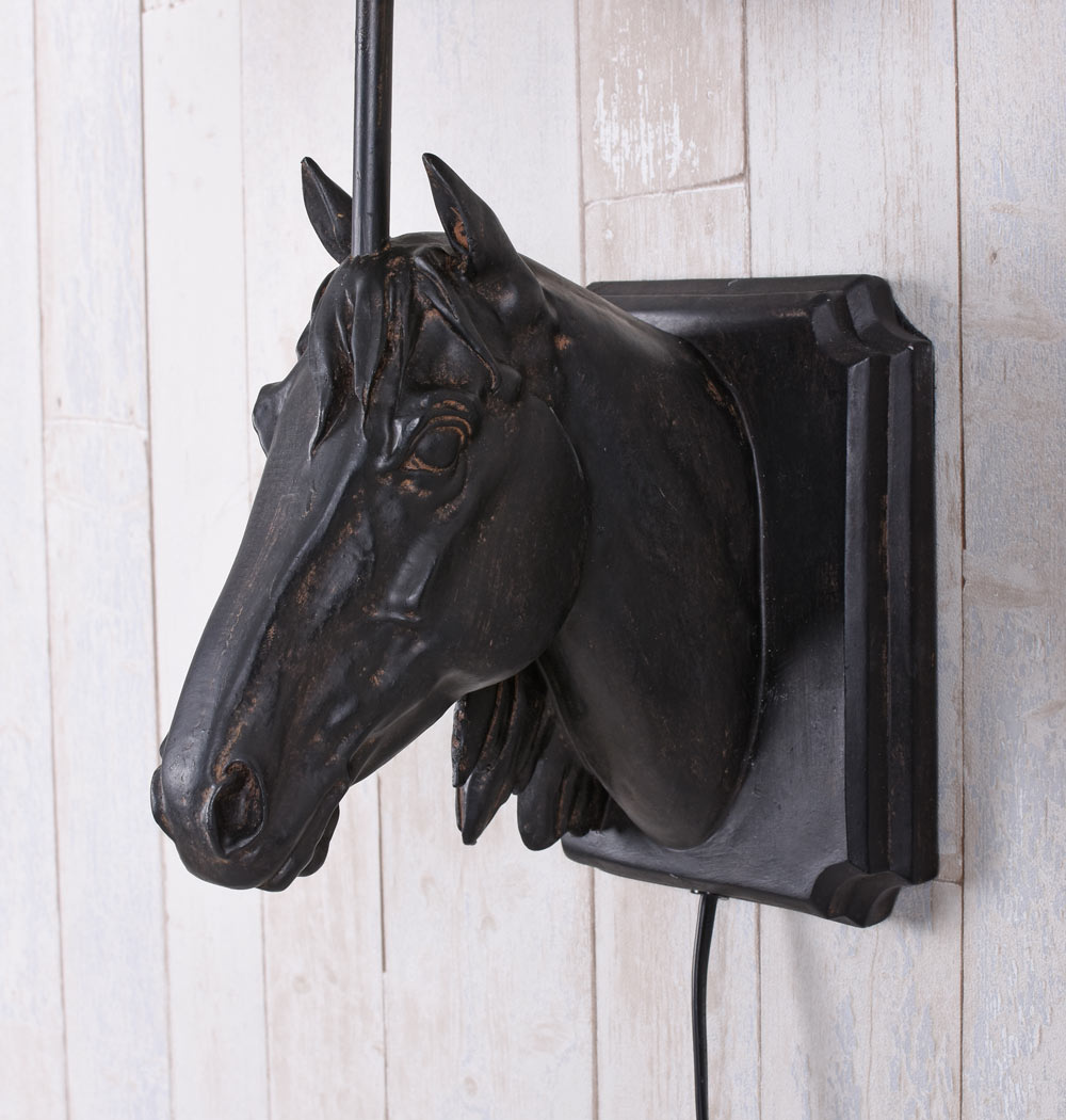 Nástěnná lampa Koňská hlava, černá - 2